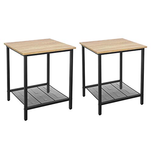 VASAGLE, VASAGLE End, Set of 2 Side Tables and Nightstands, Industrial Style, Heavy-Duty Steel Frame, Living Room Bedroom, Simple Assembly