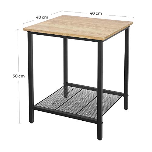 VASAGLE, VASAGLE End Table, Side Table and Nightstand, Industrial Style, Heavy-Duty Steel Frame, Living Room Bedroom, Simple Assembly, Honey