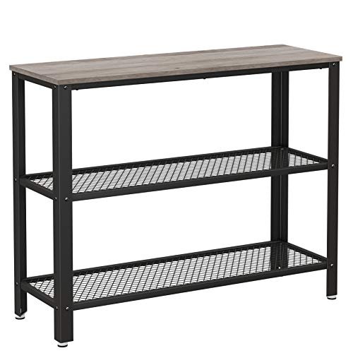 VASAGLE, VASAGLE Industrial Console Table, Hallway Table with 2 Mesh Shelves, Side Table and Sideboard, Living Room, Corridor, 101.5 x 35 x 80 cm