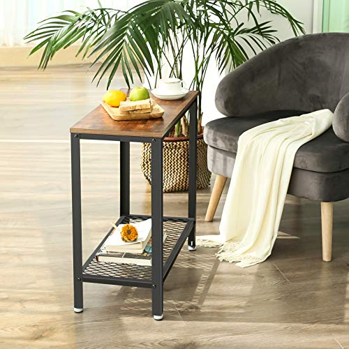 VASAGLE, VASAGLE Industrial Side Table, End Table, Bedside Table With Mesh Shelf, Easy Assembly, Narrow and Space Saving in Living Room