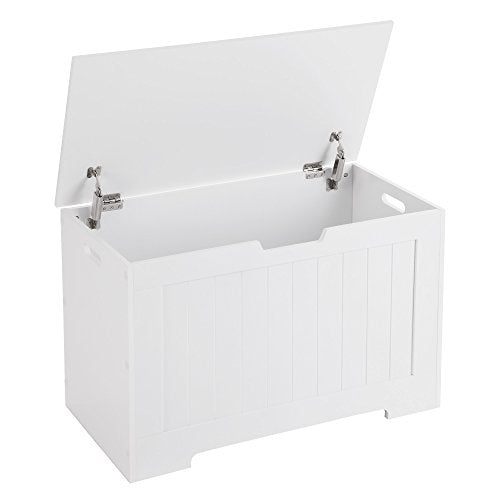 VASAGLE, VASAGLE LHS11WT Toy Box Storage Chest with Large Capacity White Wood 76 x 48 x 40 cm (W x H x D)