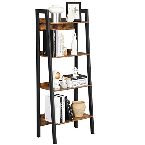 VASAGLE, VASAGLE Ladder Shelf, 4-Tier Home Office Bookshelf, Freestanding Storage Shelves, for Living Room Bedroom Kitchen Balcony, Metal