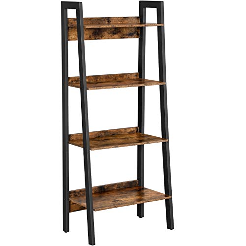 VASAGLE, VASAGLE Ladder Shelf, 4-Tier Home Office Bookshelf, Freestanding Storage Shelves, for Living Room Bedroom Kitchen Balcony, Metal