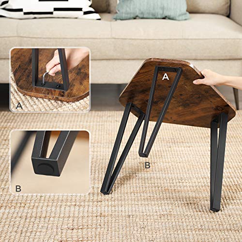 VASAGLE, VASAGLE Nesting Coffee Table, Set of 3 End Tables for Living Room, Stacking Side Tables, Sturdy and Easy Assembly, Steel Frame, Industrial