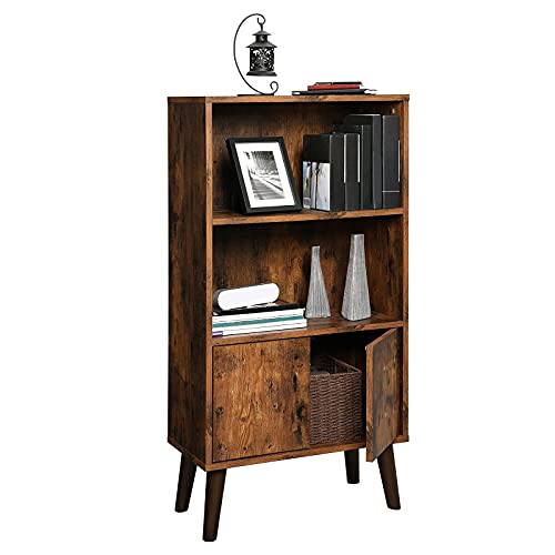 VASAGLE, VASAGLE Retro Bookcase, 2-Tier Bookshelf with Doors, Storage Cabinet for Books, Photos, Decorations in Living Room, Office, Library