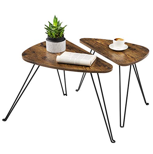 VASAGLE, VASAGLE Set of 2 Side Tables, Nesting Tables, End Tables, for Living Room, Dining Room, Bedroom, Industrial Style, Rustic Brown and Black