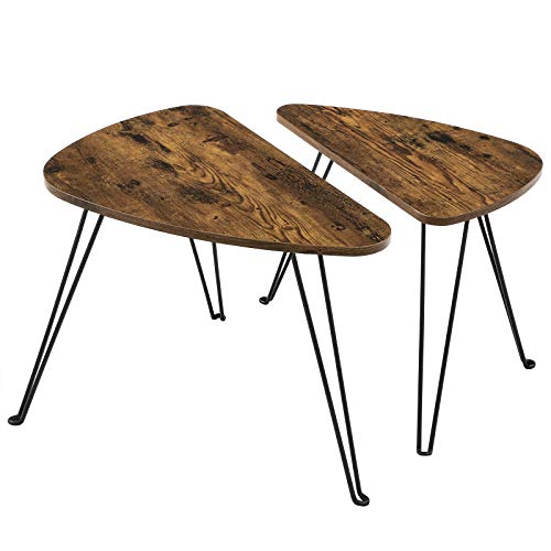 VASAGLE, VASAGLE Set of 2 Side Tables, Nesting Tables, End Tables, for Living Room, Dining Room, Bedroom, Industrial Style, Rustic Brown and Black