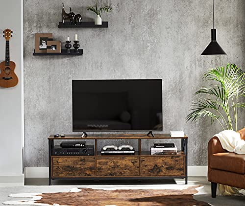 VASAGLE, VASAGLE TV Stand Cabinet for up to 65 Inch TV, TV Unit with 3 Drawers and Storage Shelves, 147 x 40 x 50 cm, Farmhouse Industrial, Steel