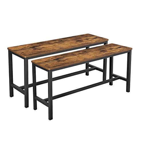 VASAGLE, VASAGLE Table Benches, Set of 2, Industrial Style Indoor Benches, 108 x 32.5 x 50 cm, Durable Metal Frame, for Kitchen, Dining Room, Living