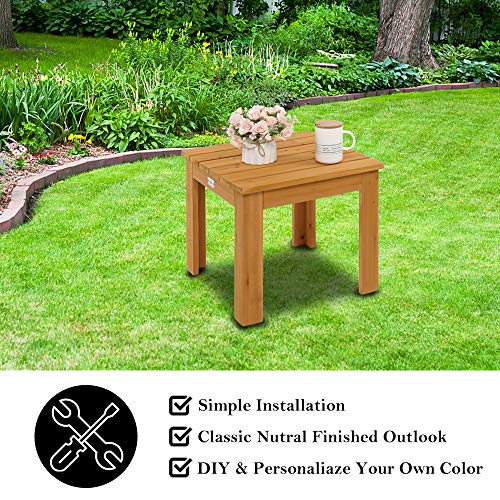 VINGLI, VINGLI Wooden Adirondack Chair and Table Set, Ergonomic Design, Folding Outdoor Patio Lounger Armchair Furniture w/Natural Finish
