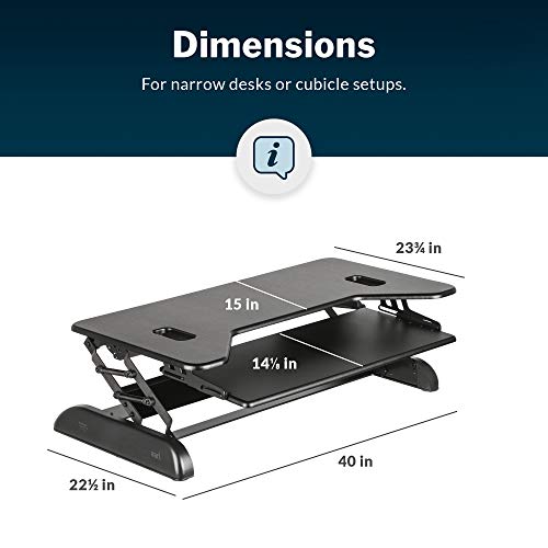 Vari, Vari Cube Plus 40 Height Adjustable Standing Desk Converter – Stand Up Desk for Dual Monitors and Cubicles - (Black)