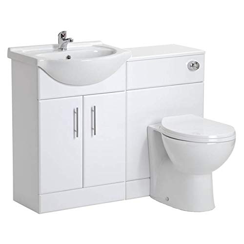 VeeBath, VeeBath Linx Bathroom Furniture Combination Set with Vanity Basin Cabinet, WC Toilet Unit, Pan & Cistern Pack - 1050mm