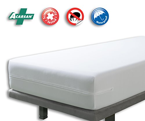 Velfont, Velfont.Anti-bedbug zip-up mattress cover, waterproof and breathable mattress cover | Anti-allergic and anti-dustmite mattress cover - 90 x 190/200 cm - Mattress height 30 cm