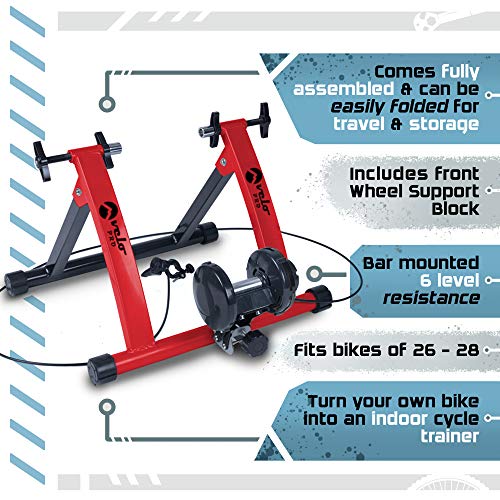 Velo Pro, Velo Pro Turbo Trainer | Variable Resistance Magnetic Indoor Bike Trainer for Road & Mountain Bicycles | Stationary Exercise Bike Training