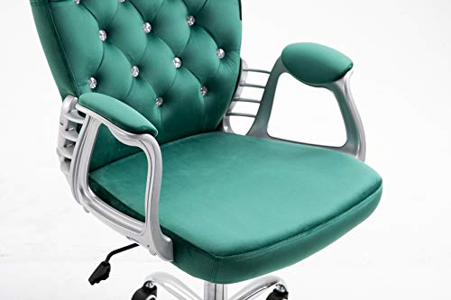 Cherry Tree Furniture, Velvet Diamante Buttoned Swivel Chair with Chrome Feet (Green)
