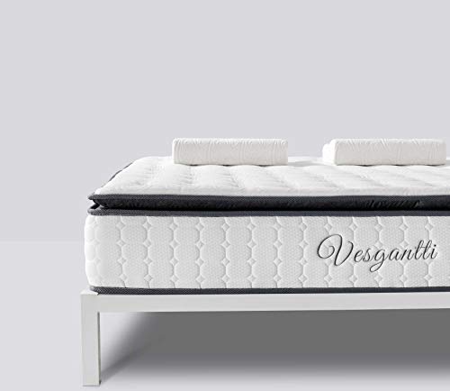 Vesgantti, Vesgantti 4FT6 Double Mattress, 10.6 Inch Pocket Sprung Mattress Double with Breathable Foam and Individually Pocket Spring - Medium, Upgraded Pillow Top Collection