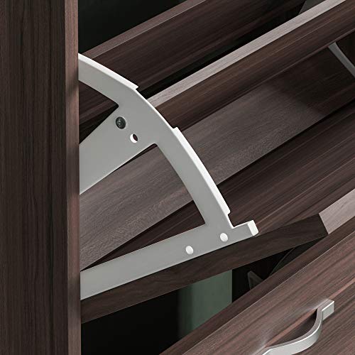 Vida Designs, Vida Designs 2 Drawer Shoe Cabinet Cupboard Shoe Storage Organiser Pull Down Wooden Furniture Unit, Walnut