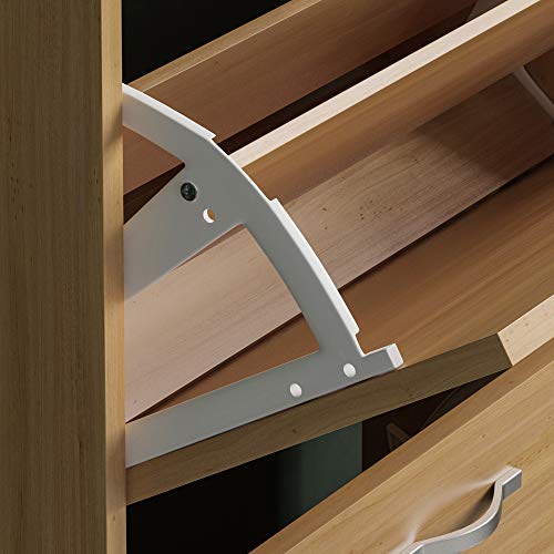 Vida Designs, Vida Designs 2 Drawer Shoe Cabinet Cupboard Shoe Storage Organiser Pull Down Wooden Furniture Wood Unit, Pine