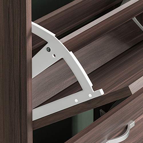 Vida Designs, Vida Designs 3 Drawer Shoe Cabinet Cupboard Shoe Storage Organiser Pull Down Wooden Furniture Unit, Walnut