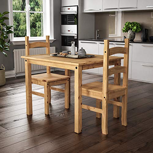 Vida Designs, Vida Designs Corona Dining Set 2 Seater, Solid Pine Wood, Dining Table With 2 Chairs