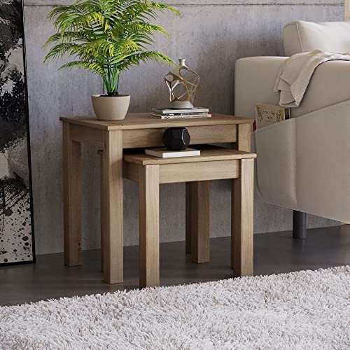 Vida Designs, Vida Designs Panama Nest of 2 Tables Unit Solid Pine Modern Side Lamp Living Room Furniture