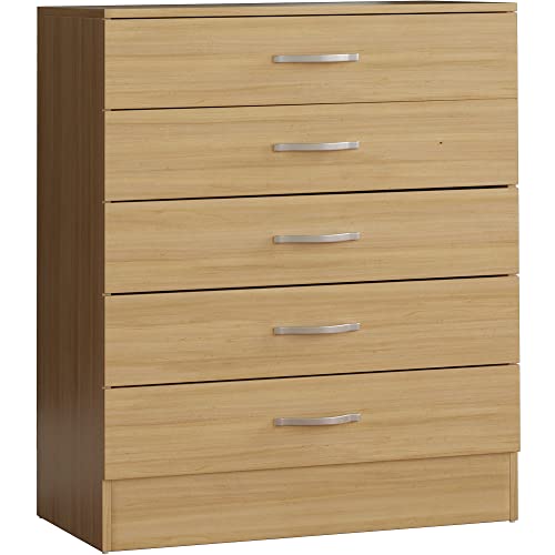 Vida Designs, Vida Designs Pine Chest of Drawers, 5 Drawer With Metal Handles & Runners, Unique Anti-Bowing Drawer Support, Riano Bedroom