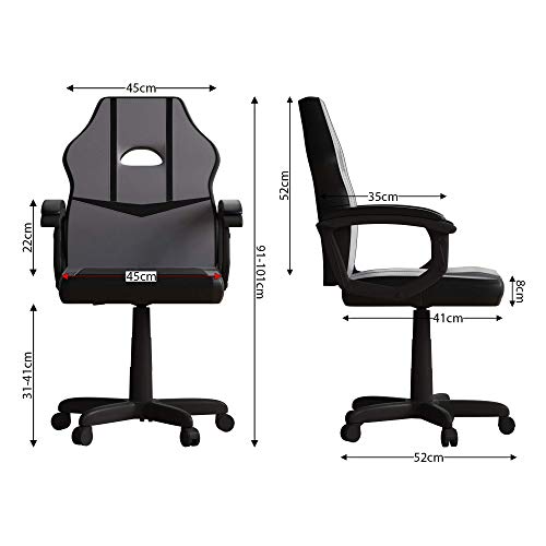 Vida Designs, Vida Designs Racing Comet Gaming Computer Chair, Grey & Black, Office Executive Adjustable Swivel Recliner PU Faux-Leather