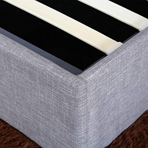 Vida Designs, Vida Designs Veronica Double Ottoman Bed, 4 ft 6 Bed Frame Storage Lift Upholstered Fabric Headboard Bedroom Furniture, Light Grey Linen