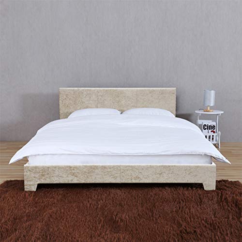 Vida Designs, Vida Designs Victoria King Size Bed, 5 ft Bed Frame Upholstered Fabric Headboard Bedroom Furniture, Oyster Velvet