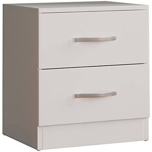 Vida Designs, Vida Designs White Bedside Cabinet, 2 Drawer With Metal Handles & Runners, Unique Anti-Bowing Drawer Support, Riano Bedroom