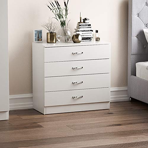Vida Designs, Vida Designs White Chest of Drawers, 4 Drawer With Metal Handles & Runners, Unique Anti-Bowing Drawer Support, Riano Bedroom Furniture