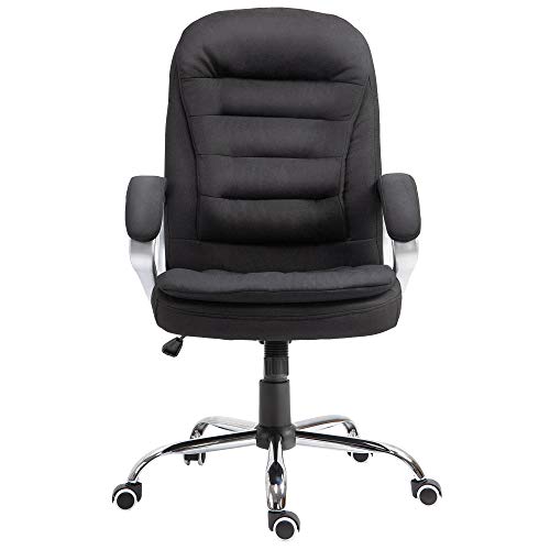 Vinsetto, Vinsetto Ergonomic Office Chair Task Chair for Home with Arm, Swivel Wheels, Linen Fabric, Black