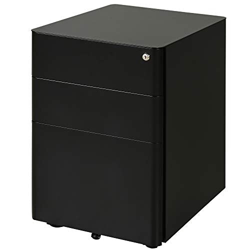 Vinsetto, Vinsetto Fully Assembled 3 Drawer Steel Metal Filing Cabinet Lockable Rolling Vertical File Cabinet Black