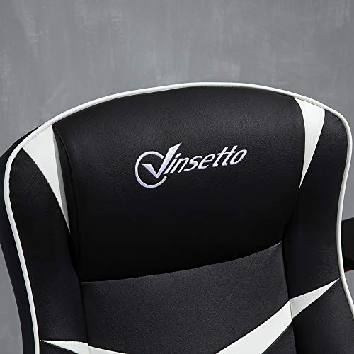 Vinsetto, Vinsetto Gaming Chair Ergonomic Computer Chair with Adjustable Height Pedestal Base, Home Office Desk Chair PVC Leather Exclusive Swivel Chair Black and White