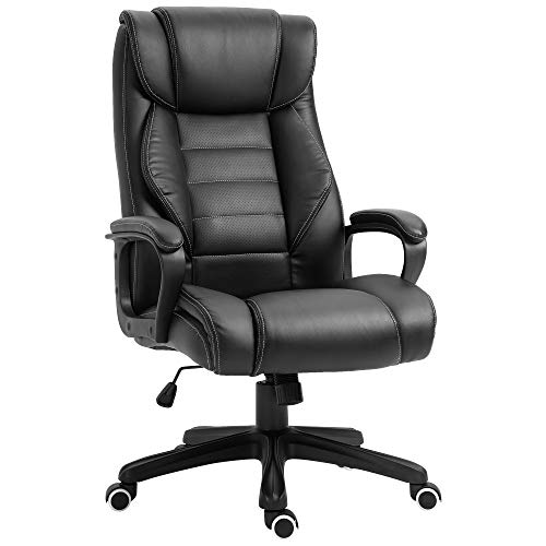 Vinsetto, Vinsetto High Back Executive Office Chair 6- Point Vibration Massage Extra Padded Swivel Ergonomic Tilt Desk Seat, Black