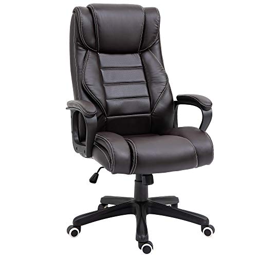Vinsetto, Vinsetto High Back Executive Office Chair 6- Point Vibration Massage Extra Padded Swivel Ergonomic Tilt Desk Seat, Brown