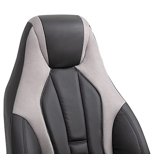 Vinsetto, Vinsetto High Back Executive Office Chair Mesh & Fuax Leather Gaming Gamer Chair with Swivel Wheels, Adjustable Height and Armrest, Grey