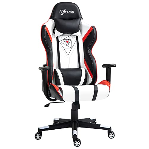 Vinsetto, Vinsetto High Back Gaming Chair with Headrest, Arm, Lumbar Support, Swivel Home Office PU Leather Recliner Racing Gamer Desk Chair