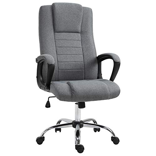 Vinsetto, Vinsetto High Back Office Chair 360° Swivel Chair Adjustable Height Tilt Function Linen Deep Grey 62W x 62D x 110-119H cm