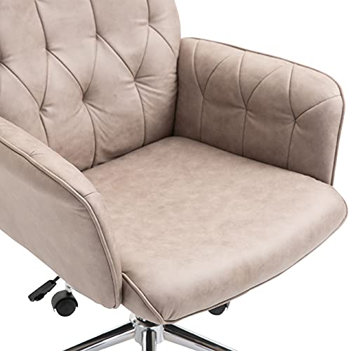 Vinsetto, Vinsetto Micro Fiber Office Swivel Chair Mid Back Computer Desk Chair with Adjustable Seat, Arm - Light Grey