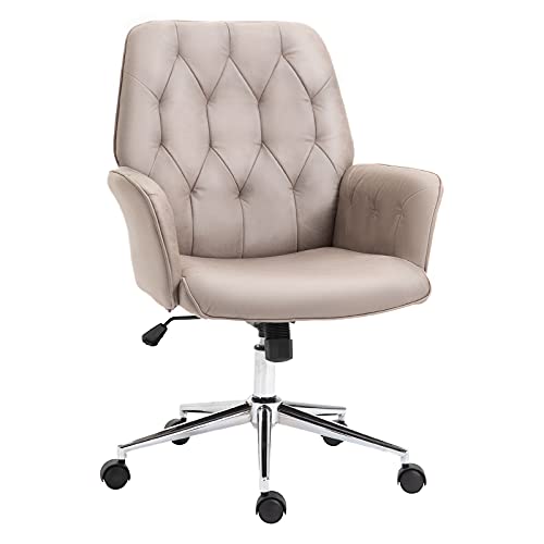 Vinsetto, Vinsetto Micro Fiber Office Swivel Chair Mid Back Computer Desk Chair with Adjustable Seat, Arm - Light Grey