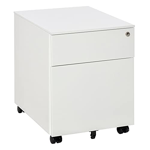 Vinsetto, Vinsetto Mobile File Cabinet Steel Lockable with Pencil Tray and Casters Home Filing Furniture for A4, Letters, and Legal-sized Files