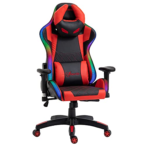 Vinsetto, Vinsetto Racing Gaming Chair with RGB LED Light, Lumbar Support, Swivel Home Office Computer Recliner High Back Gamer Desk Chair
