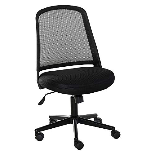 Vinsetto, Vinsetto Swivel Mid Back Office Chair Mesh Fabric Computer Home Study Bedroom Conference Armless Leisure Chair with Wheels, Black