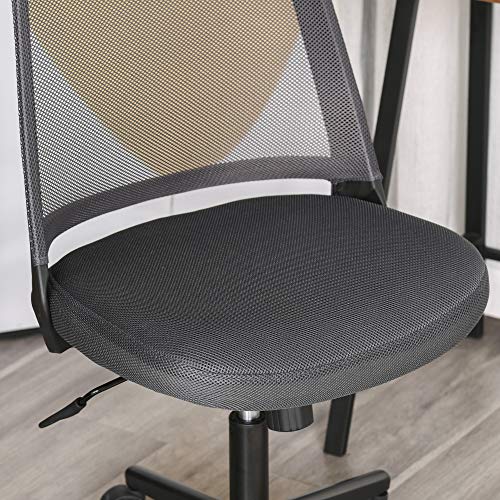 Vinsetto, Vinsetto Swivel Mid Back Office Chair Mesh Fabric Computer Home Study Bedroom Conference Armless Leisure Chair with Wheels, Grey