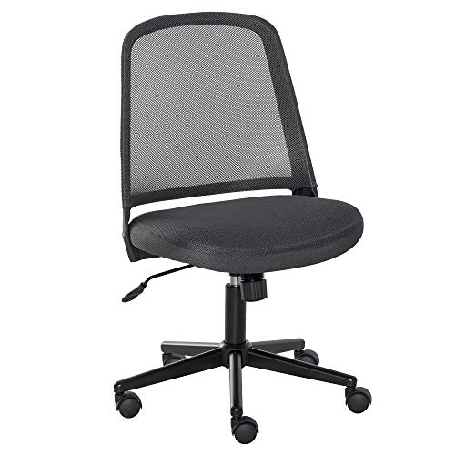 Vinsetto, Vinsetto Swivel Mid Back Office Chair Mesh Fabric Computer Home Study Bedroom Conference Armless Leisure Chair with Wheels, Grey