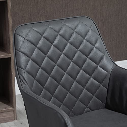 Vinsetto, Vinsetto Swivel Office Chair Leather-Feel Fabric Home Study Leisure with Wheels, Grey