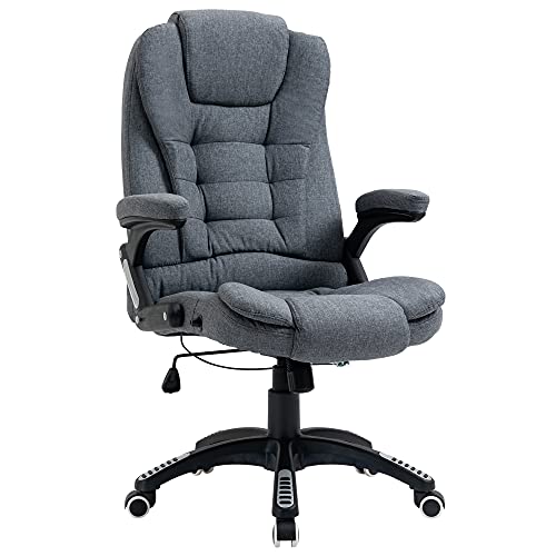 Vinsetto, Vinsetto Swivel Task Office Chair for Home Ergonomic Linen Fabric Computer Chair, with Arm, Adjustable Height, Grey