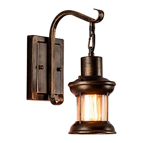 Luling, Vintage Glass Wall Sconce Fixtures, LULING Rustic Nordic Glass Wall Light Fixtures Retro Metal Black Painting Color Wall lamp for Restaurant