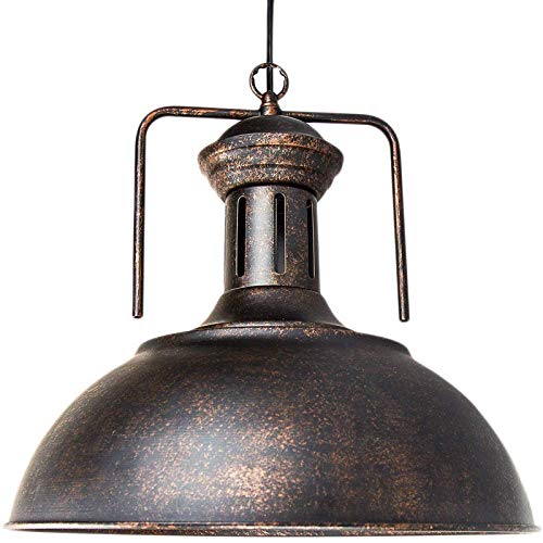 FRIDEKO HOME, Vintage Industrial Pendant Light - 16.14" Nautical Barn Hanging Lamp with Rustic Dome Shape Mounted Chandelier Ceiling Lighting Fixture